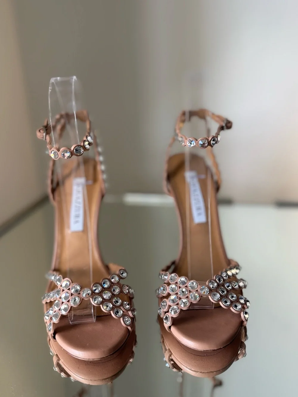 Like New AQUAZZURA Tequila 105 Blush Leather Sandals $1,630 37